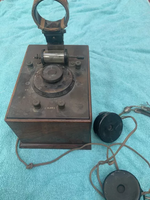 VINTAGE UNBRANDED CRYSTAL SET c1920  WITH HEADPHONES