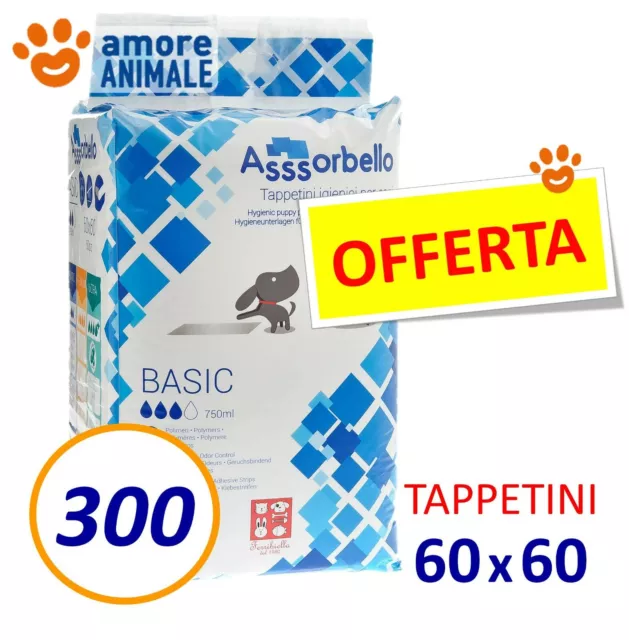 300 TAPPETINI Assorbello 60x60 BASIC - Traverse assorbenti per cani ex Fuss Dog