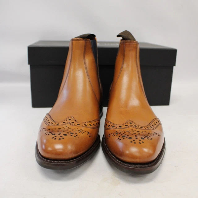 MENS DESIGN LOAKE Tan Hoskins Leather Brogue Chelsea Boots UK 11 EU 45