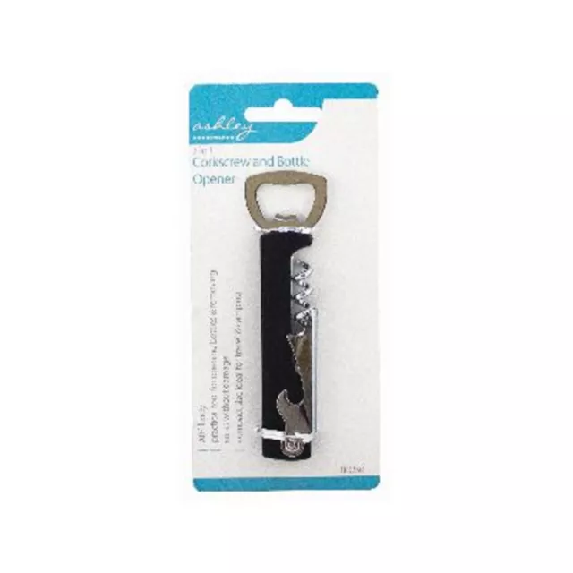 3-in-1 Corkscrew Bottle Opener Compact Black Home Kitchen Travel Camping Wine