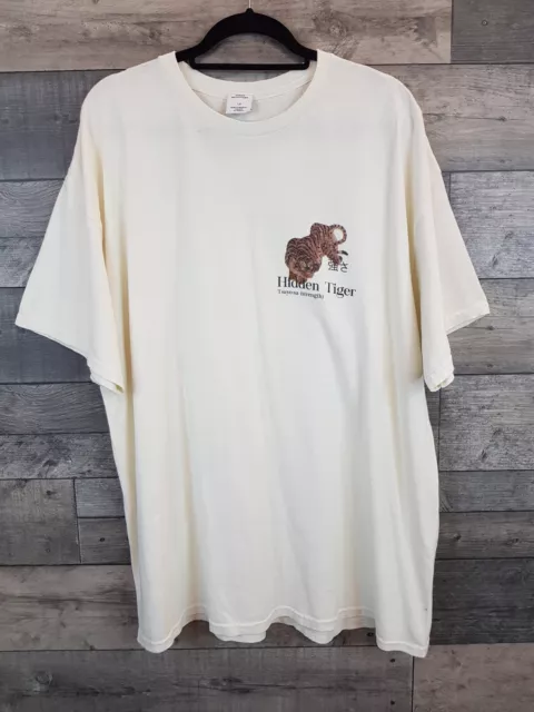 Urban Outfitters Graphic Tee T Shirt Large Ivory Hidden Tiger Japanese Back Logo