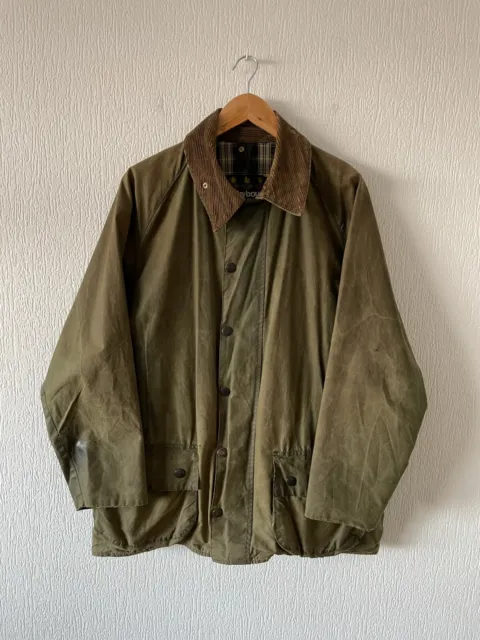 Vintage Mens BARBOUR Beaufort Jacket Coat Wax Shooting Waxed Green C42 107cm XL