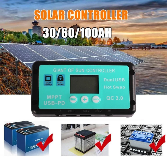 Controlador de carga solar MPPT protección múltiple con función de pantalla LCD~