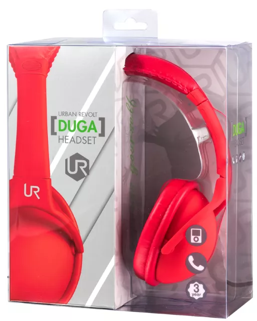 Ultra Comfort Lightweight Urban Revolt Red Duga Foldable Media Headset With Mic