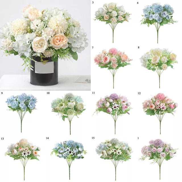 Fiore Seta Artificiale Bouquet Peonia Casa Grappolo Finto Decor Festa Matrimon -