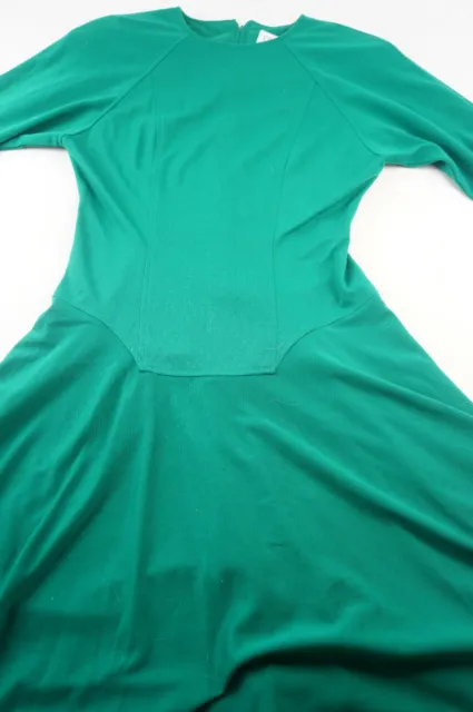 Vintage 90s 80s Sabino Women 8 Green Long Sleeve Stretch A-Line Dress NWT F714