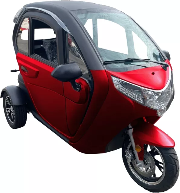 Kabinenroller Elektromobil Rot Seniorenmobil Elektroscooter 3-Rad 2-Sitz