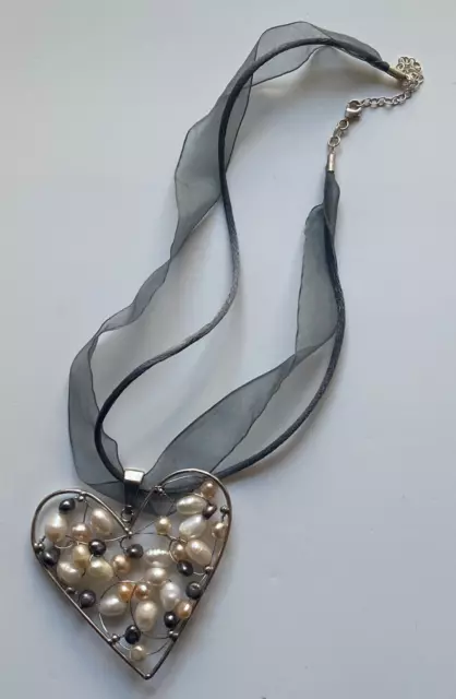 Collier / Kette - Herz -  Wunderschöner Hochzeitsschmuck 925er Silber mit Perlen