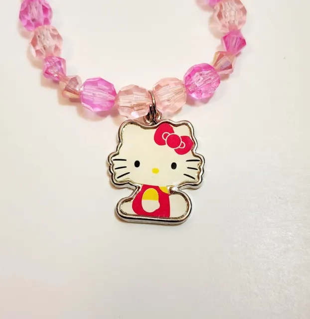 Sanrio Hello Kitty Charm Pendant On Elastic Plastic Bead Bracelet