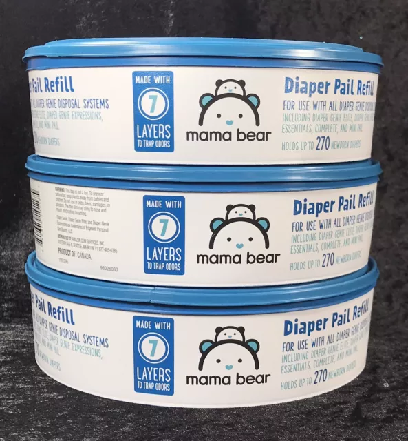 Mama Bear Diaper Pail Refills x 3 for Genie - 870 Total Count