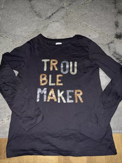 Top a maniche lunghe NEXT ragazza 14 anni slogan grigio scuro