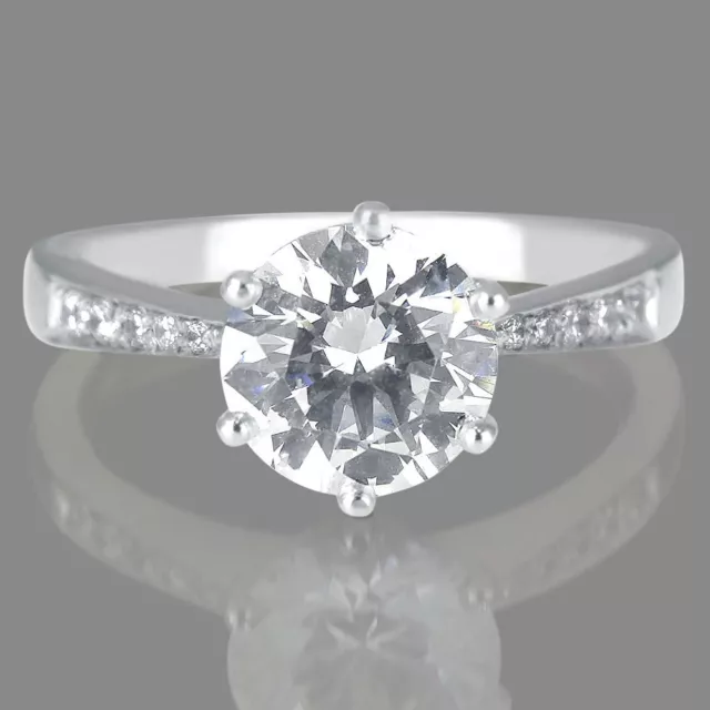 Abordable 14K or Blanc Diamant Rond Fiançailles Ring 0.85 CT H/SI2