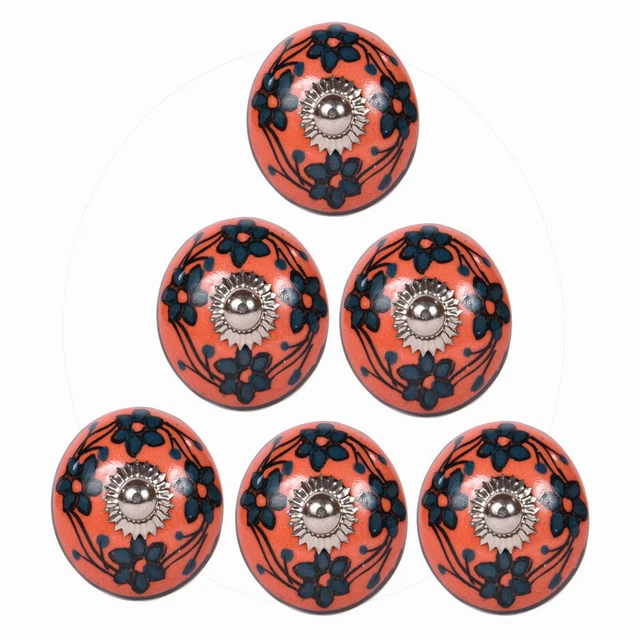 Floral Cupboard Cabinet Pull Handles Ceramic Cabinet Drawers Door Knobs