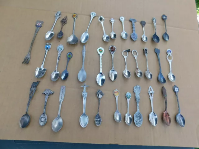 Lot Of 34 Souvenir Spoons Fork World Wide