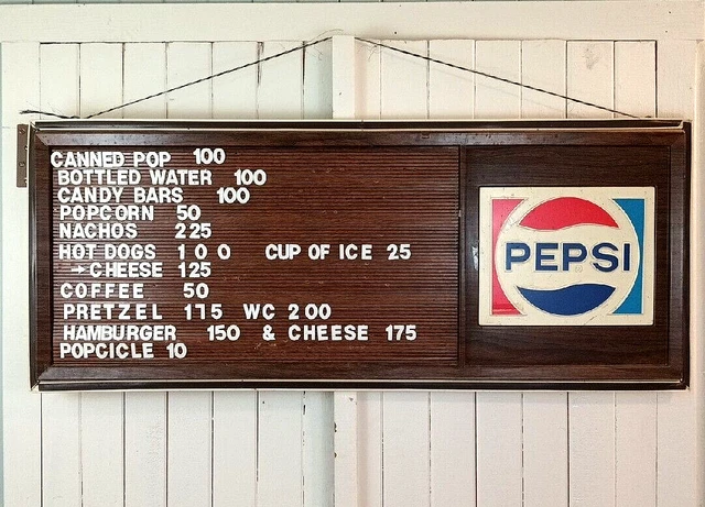 VTG Pepsi Advertising Sign Restaurant Concession Menu Board 44.5" X 18.5" + More