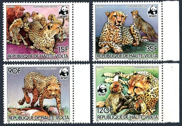 Burkina Faso 654-657, MNH. Michel 957-960. WWF 1984. Cheetah.