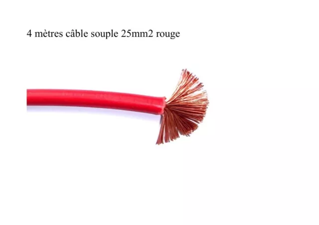câble électrique batterie souple 25 mm2 rouge 4 mètres