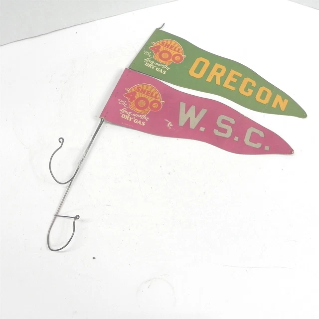 1928 Shell Oil Company Miniature Game Day Flag Oregon Washington State Very Rare
