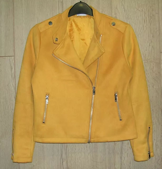 MATALAN Girls Mustard Faux Suede Biker Style Jacket Coat Age 12 152cm