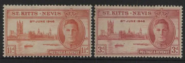 (U7-64) 1946 St Kitts Nevis set of 2stamps KGVI Victory (BN)  (WR58)