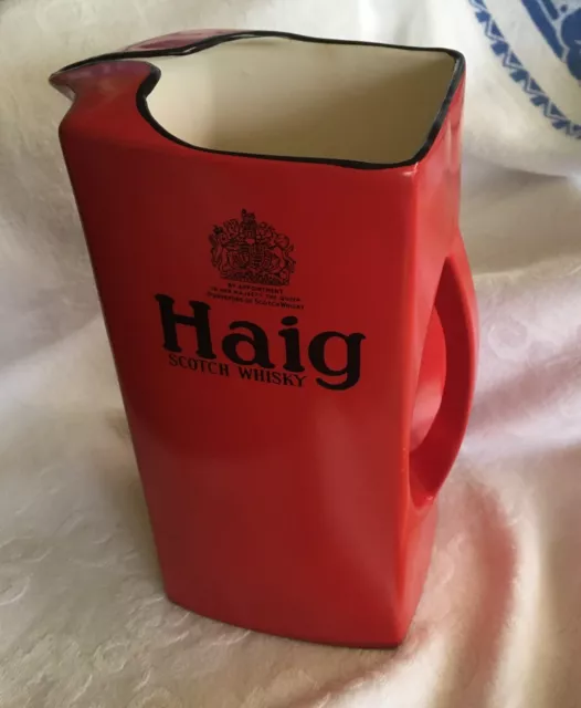 HAIG Scotch Whiskey Carlton Ware Red JUG Water Bar Barware Square Man cave 1962