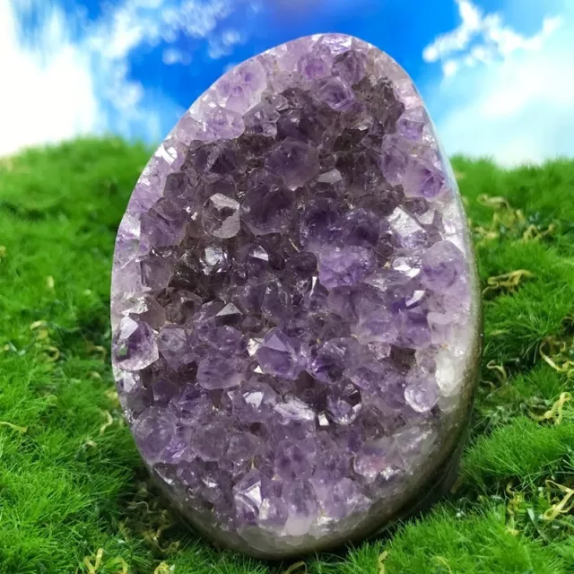 166G Rare Natural Amethyst Geode Quartz Crystal Mineral specimen Healing