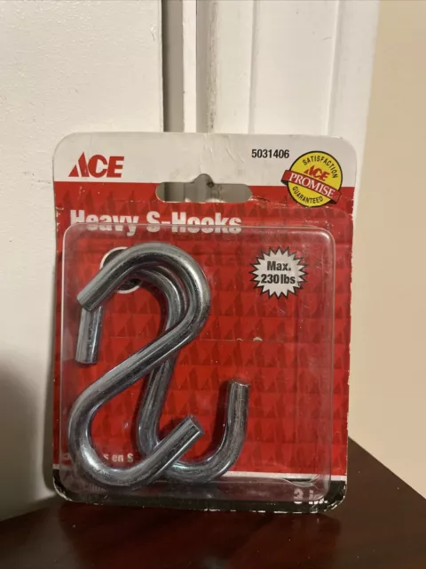 Ace Heavy￼ Zinc-Plated Silver Steel 3 in. L S-Hook 230 lb 2 pk