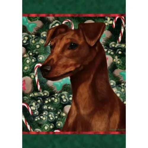 Christmas Holiday Garden Flag - Uncropped Red Miniature Pinscher 141511