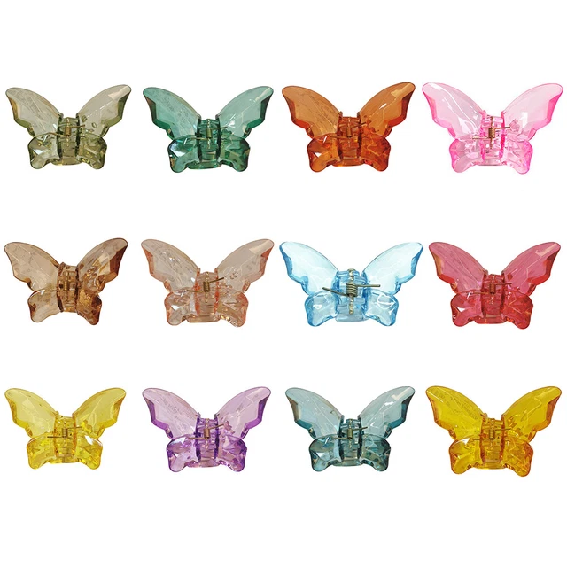 Horquillas transparentes con clip de cabello de mariposa para mujeres niñas coreanas dulces diademas