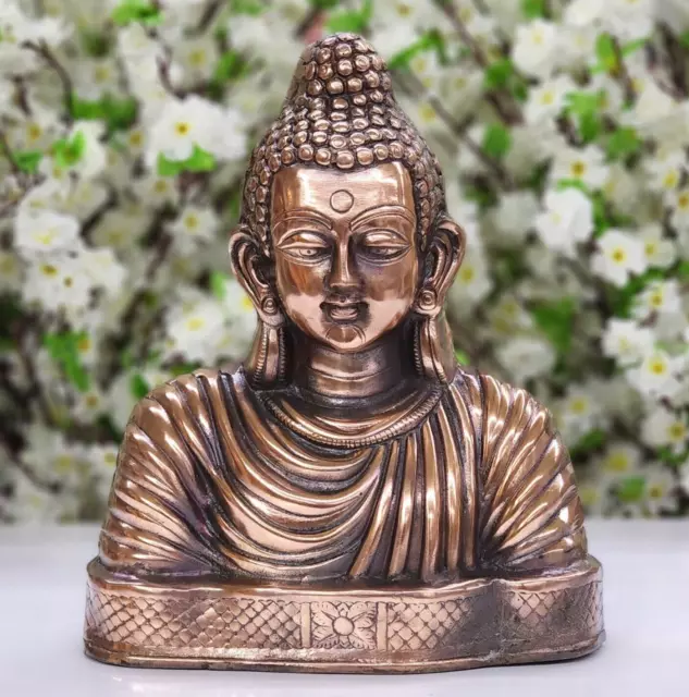 Antique Bronze Buddha Head for Office Table Decor Buddha Face Figurine Sculpture