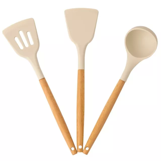 Spatule Silicone Set pour Cuisine Idéal Anti - Adhérent Cuisinière -3 Pièces