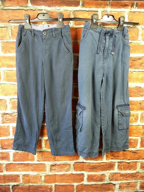 Girls Bundle Age 5-6 Crew Clothing M&S Navy Lightweight Summer Trousers X2 116Cm