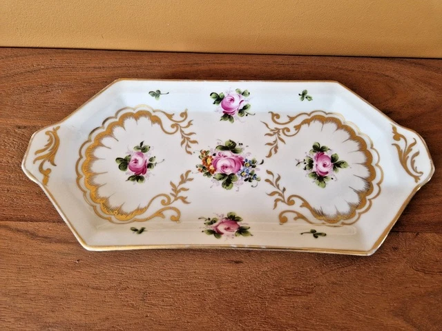 PLAT À CAKE En porcelaine de limoges THARAUD Modèle Bilbao Déco Collection Thé EUR 35,00 - FR