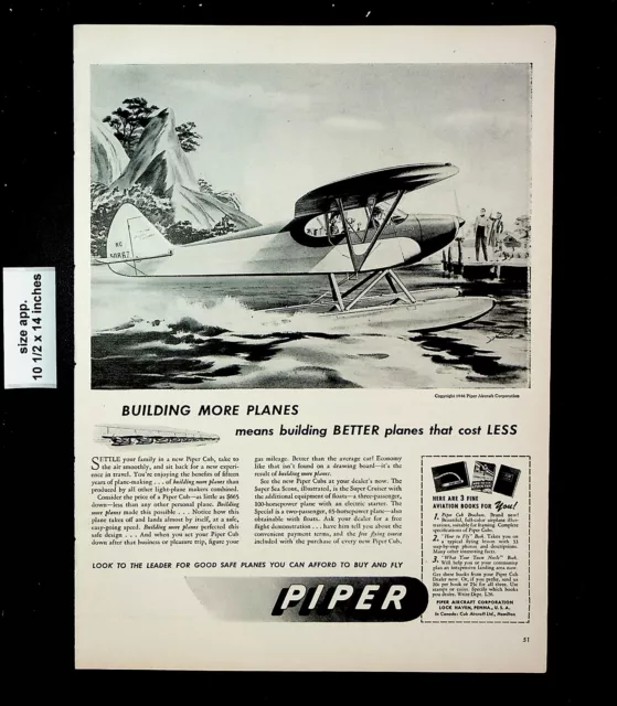 1946 Piper Aircraft Corporation Planes Better Cub Vintage Print Ad 25712