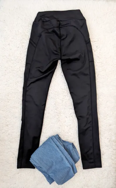 LONG Leggings Women STIRRUP Embossed Line Stretch Pants SALE BLACK SIZE 6 8  Tall