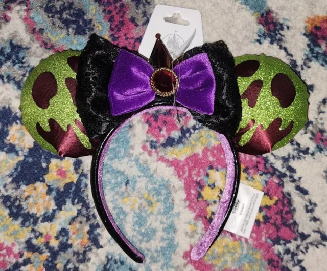 NEW 2024 Disney Parks Snow White Evil Queen Poison Apple Ears Headband NWT