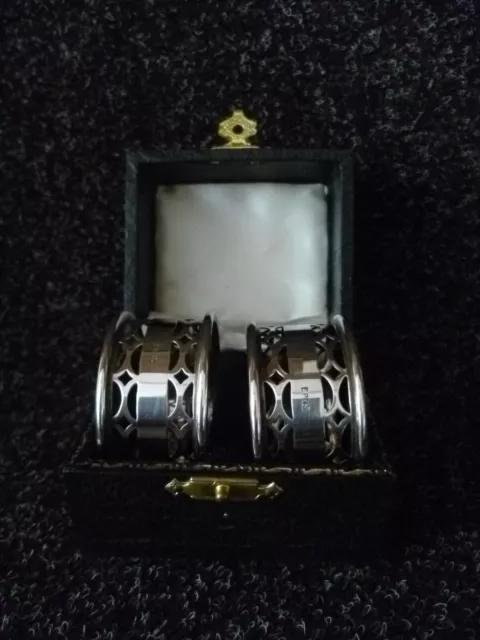 A Vintage Canteen of Two Pierced Silver Plated Napkin Rings, Serviette Rings