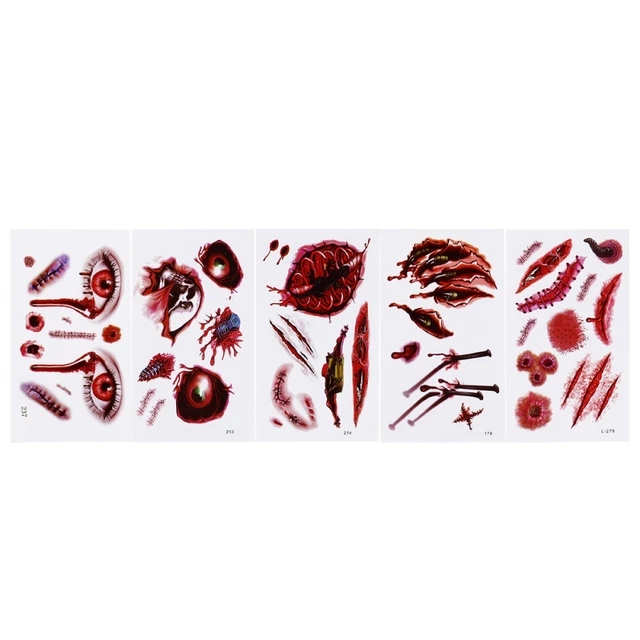 20 Pcs Scratch Scar Tattoo Sticker Halloween Face Stickers Party Prop