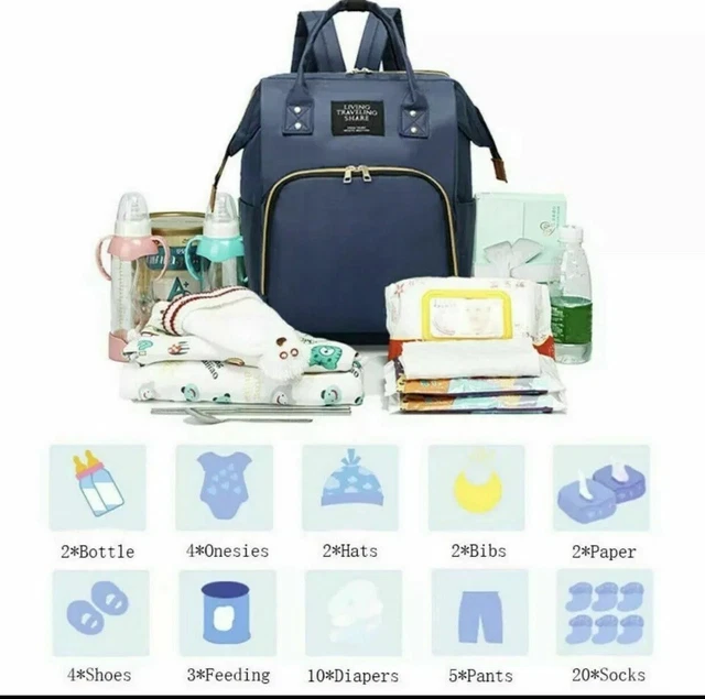 Living Traveling Share Baby Diaper Bag Multi-Function Travel Backpack Blue 2