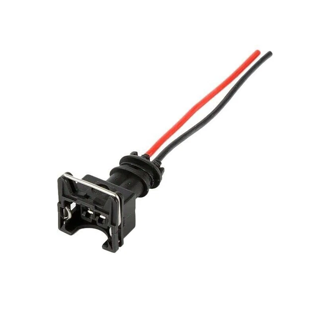 Fule Injector Pin FUEL INJECTOR 2 Pin Connector Plug EV1 OBD1 Pigtail Wiring Clips Fits ...