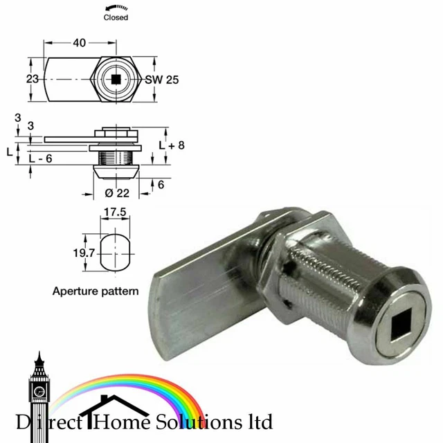 HAFELE CAM LOCK For Square Profile Key, Thread Length 13 mm / 26 mm