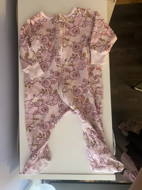 TWO Gerber Baby Girl Footed One Piece Sleeper Pajamas Size 3-6 Months Pink