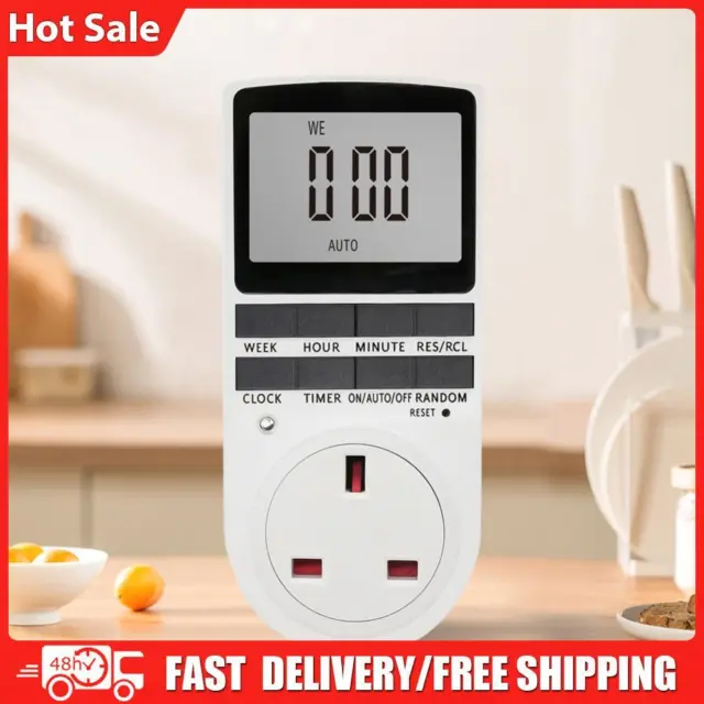 Programmable Timing Socket Large Screen Digital Timer Switch 24 Hour Cyclic 230V