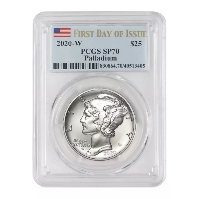 2020-W $25 American Palladium Eagle PCGS SP70 First Day of Issue Burnished coin