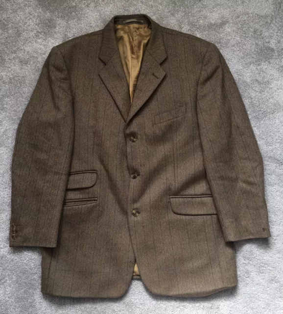 Blazer Giacca Uomo Vintage Brook Taverner Tweed Blazer Sassonia Lana Scozzese 42R