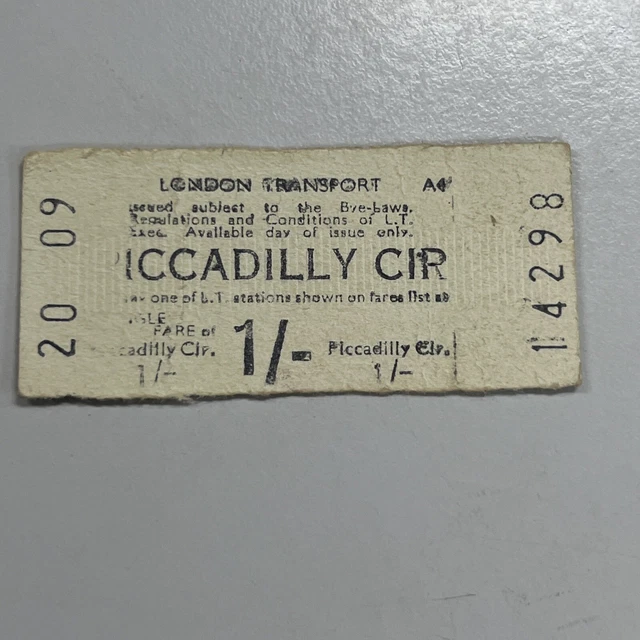 VINTAGE PICADILLY CIRCUS Transport Ticket 1966 London England Bus Train 
