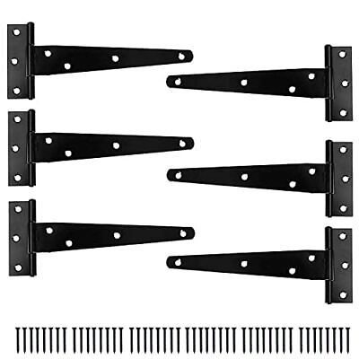 Ilyapa Heavy Duty Gate Hinges, 6 Pack - 6 Inch Outdoor T Strap Hinges