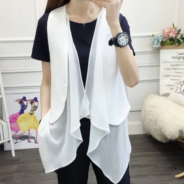 Gilet Femme Sans Manches En Mousseline De Soie - Coupe Asymétrique - Neuf Avec étiquettes