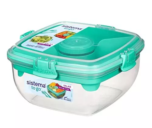 Sistema Salad TO GO | Lunch Box with Individual Compartments, Travel Cutlery &