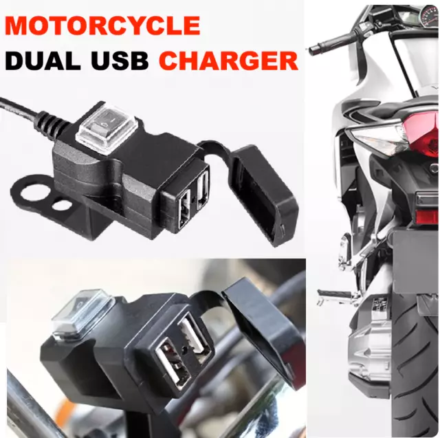 12 V Dual USB Port Wasserdicht Motorrad Motorrad Ladegerät Netzteil Buchse 2